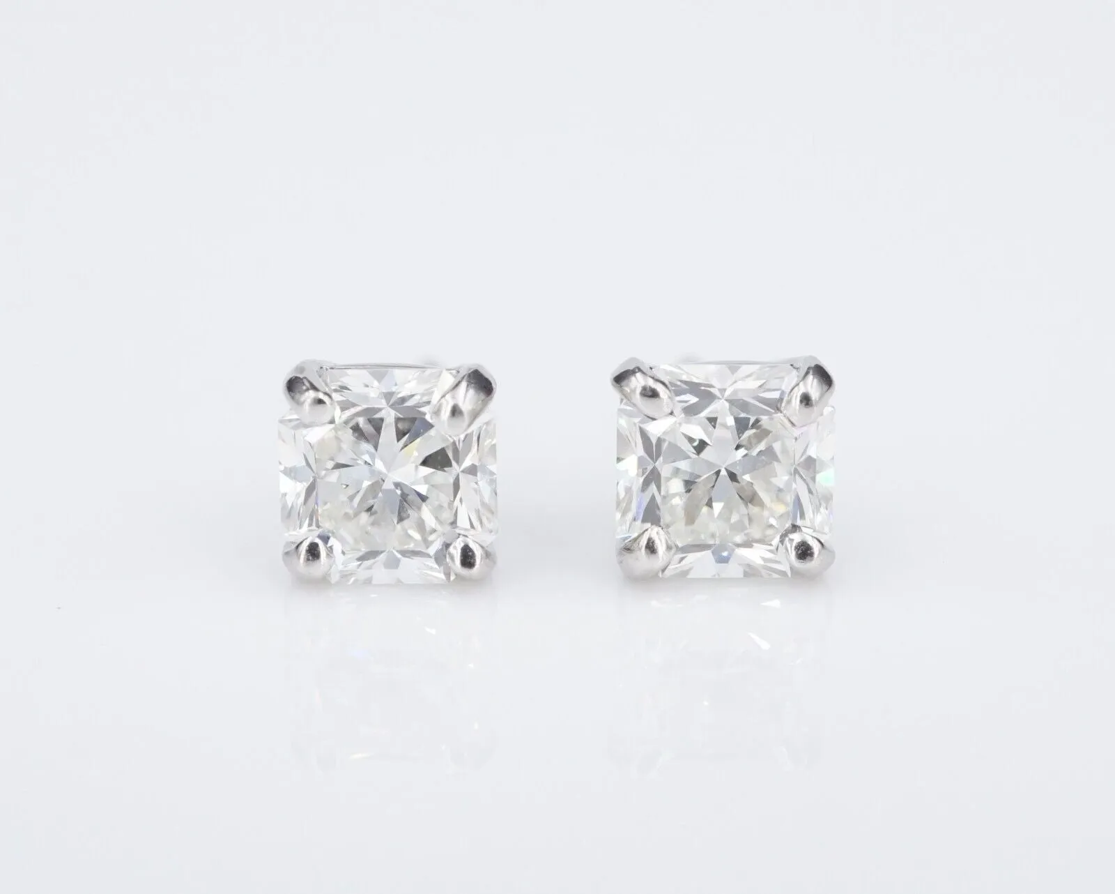 Tiffany Platinum Lucida Diamond Stud Earrings 2.19 carat VVS with Box EG2405