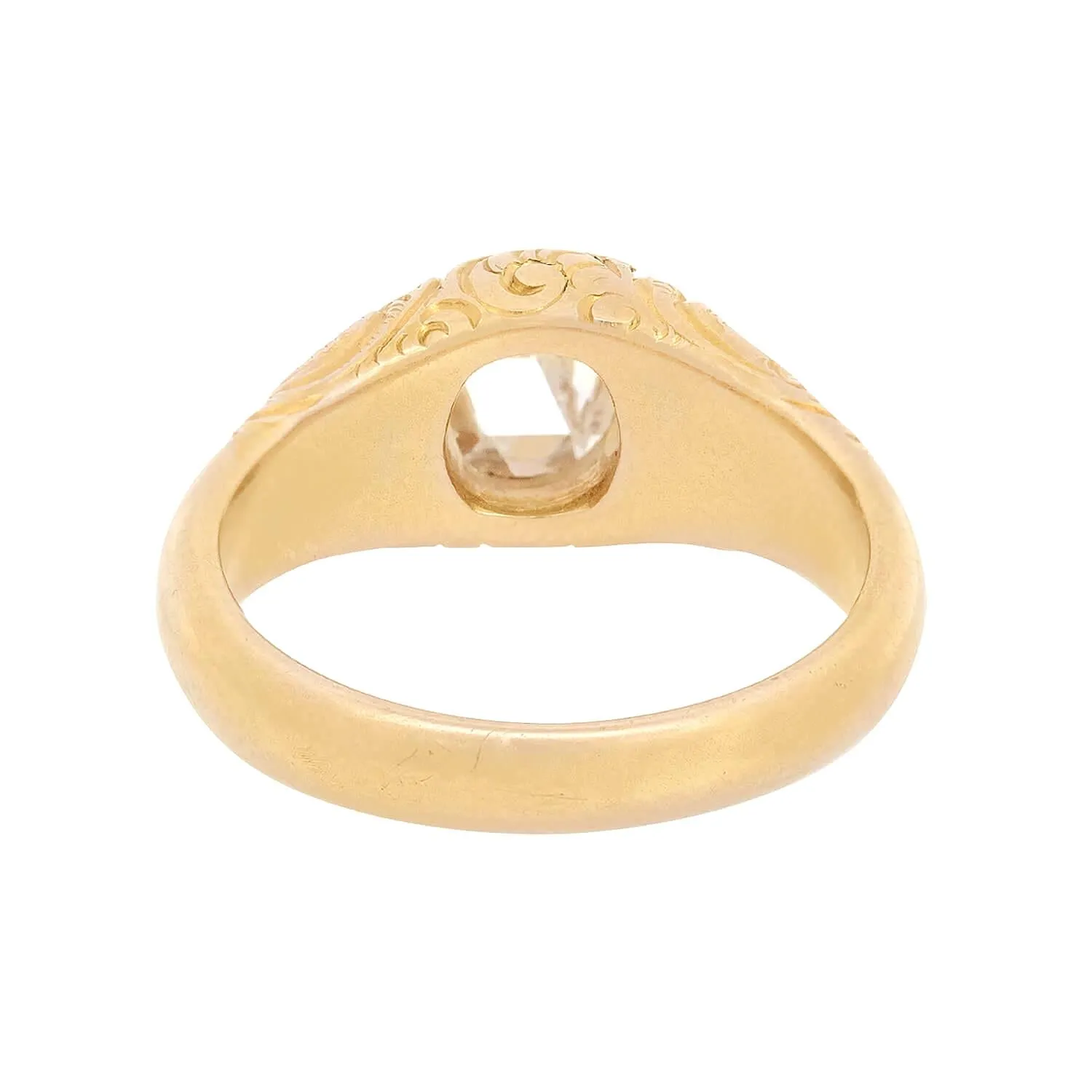 Victorian 14k Dutch Rose Cut Diamond Flush Mount Engagement Ring 0.65ct