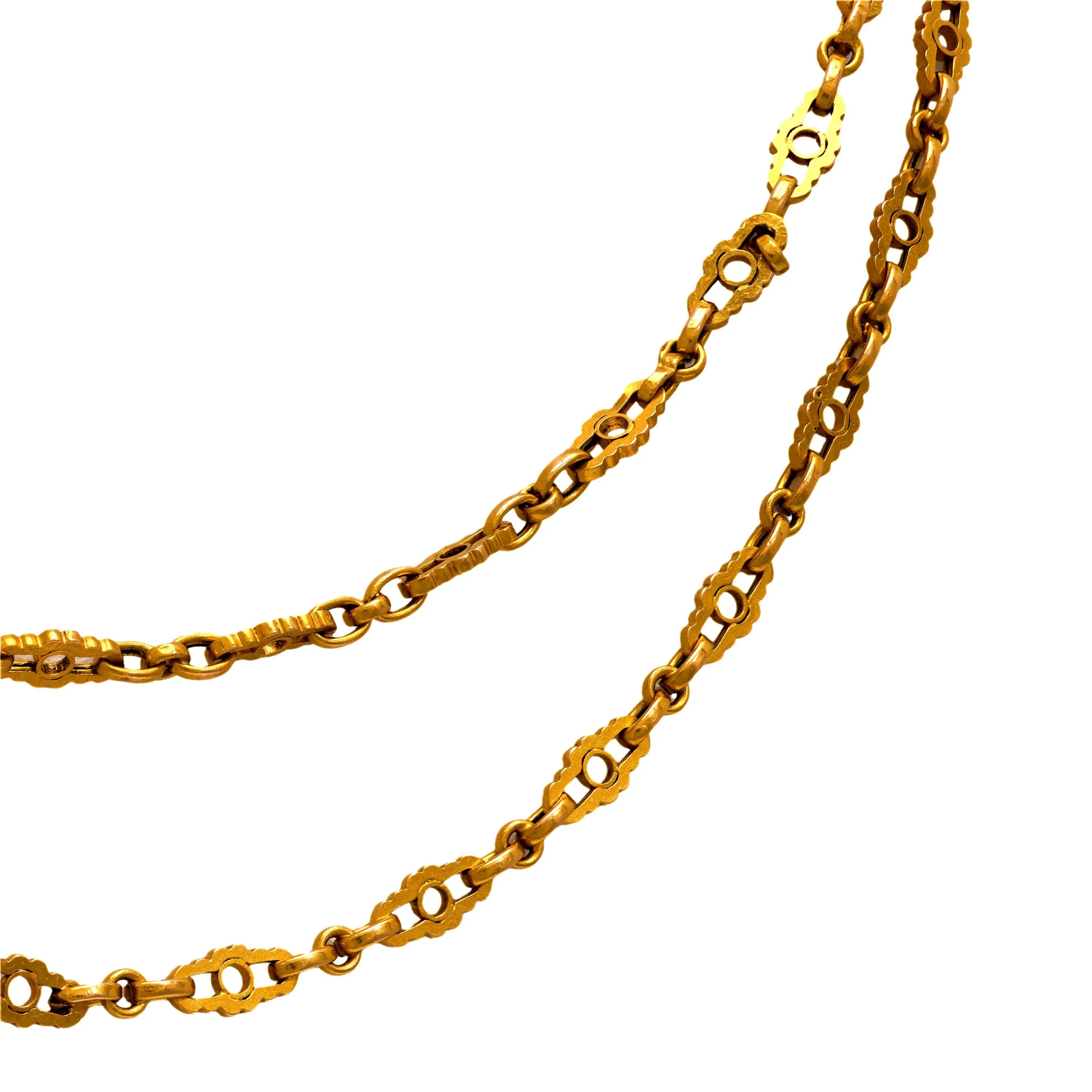 Victorian French 18k yellow gold fancy necklace