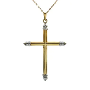 Vintage 18K Two-Tone Gold Cross Pendant