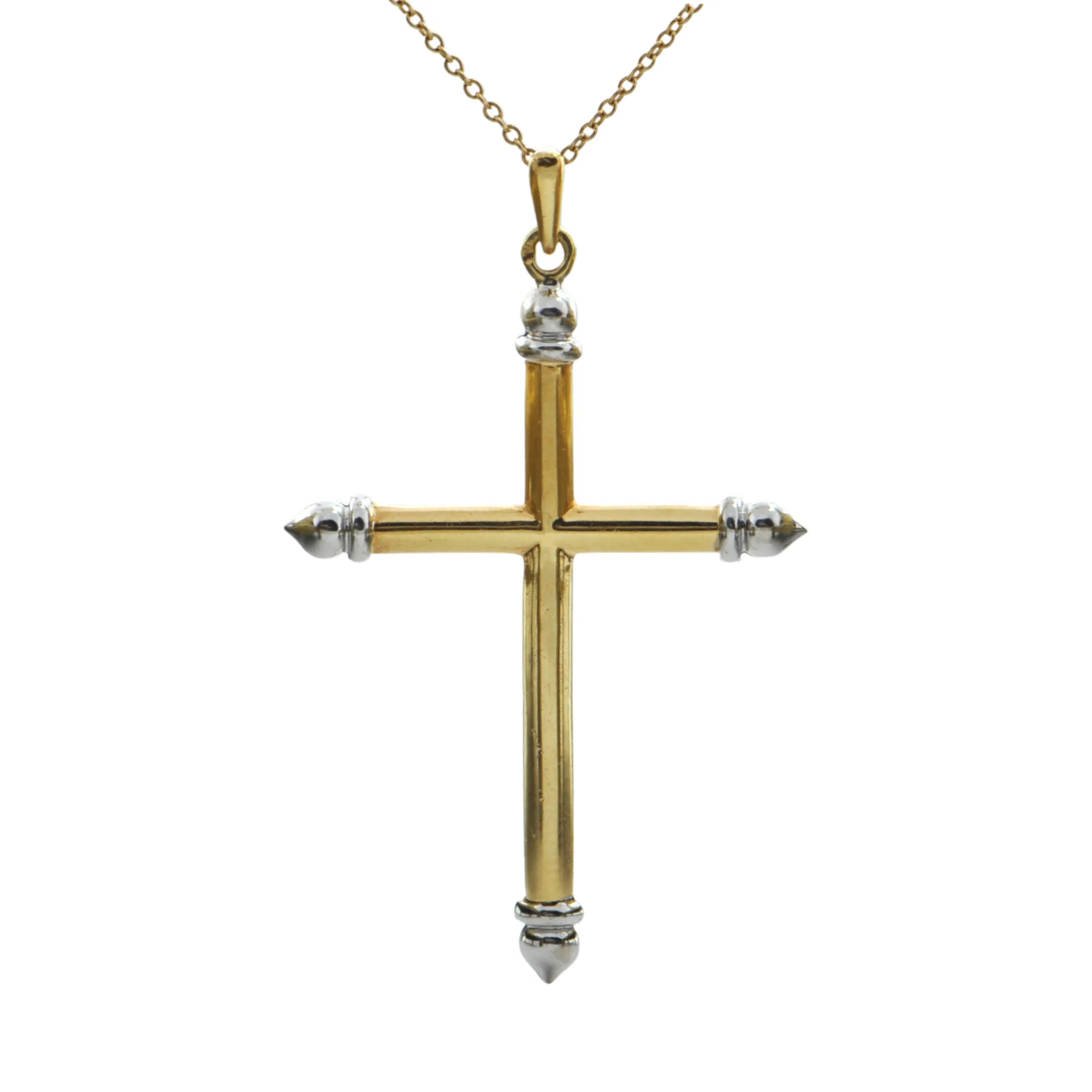 Vintage 18K Two-Tone Gold Cross Pendant