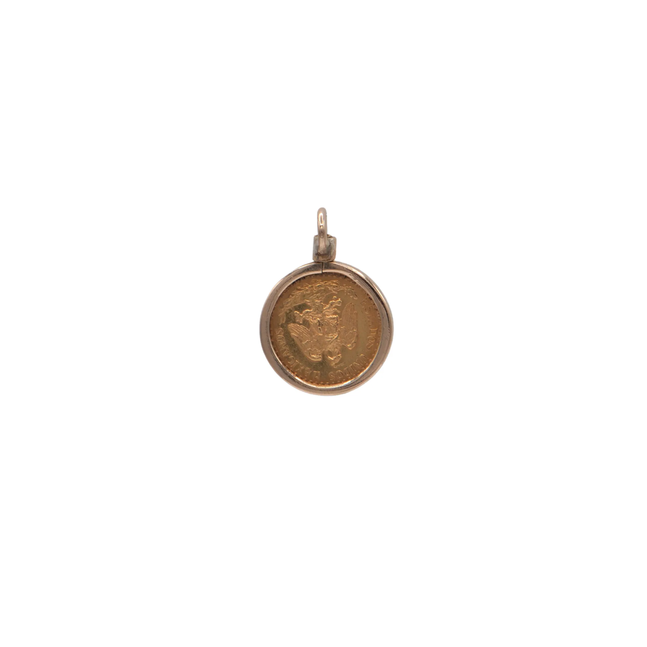 Vintage 1945 Dos Peso 21.6k Gold Coin Pendant