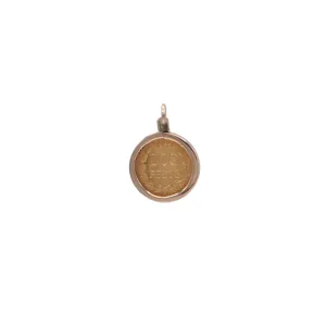 Vintage 1945 Dos Peso 21.6k Gold Coin Pendant