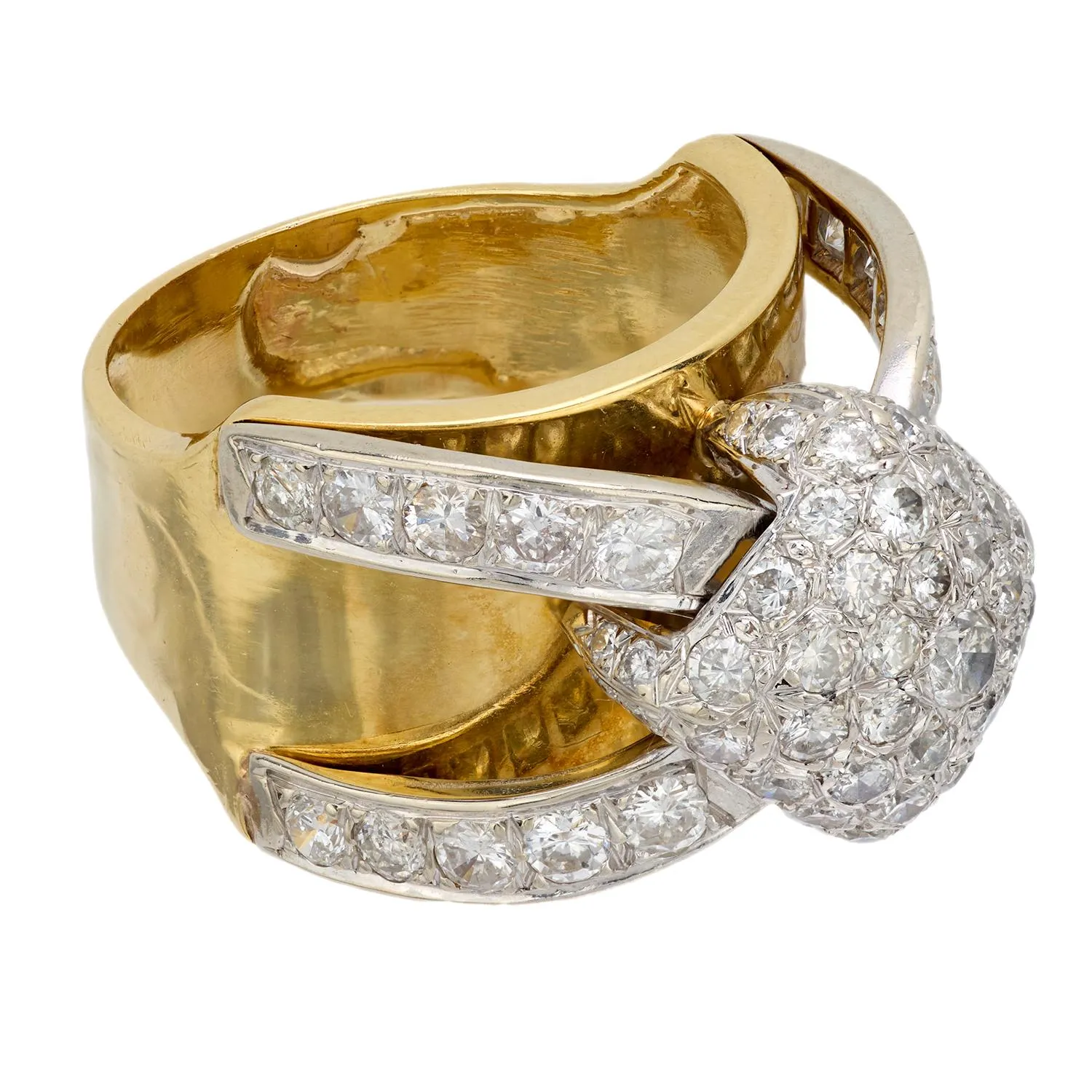 Vintage 2.70 carat total weight diamond 18k yellow gold cocktail ring