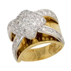 Vintage 2.70 carat total weight diamond 18k yellow gold cocktail ring
