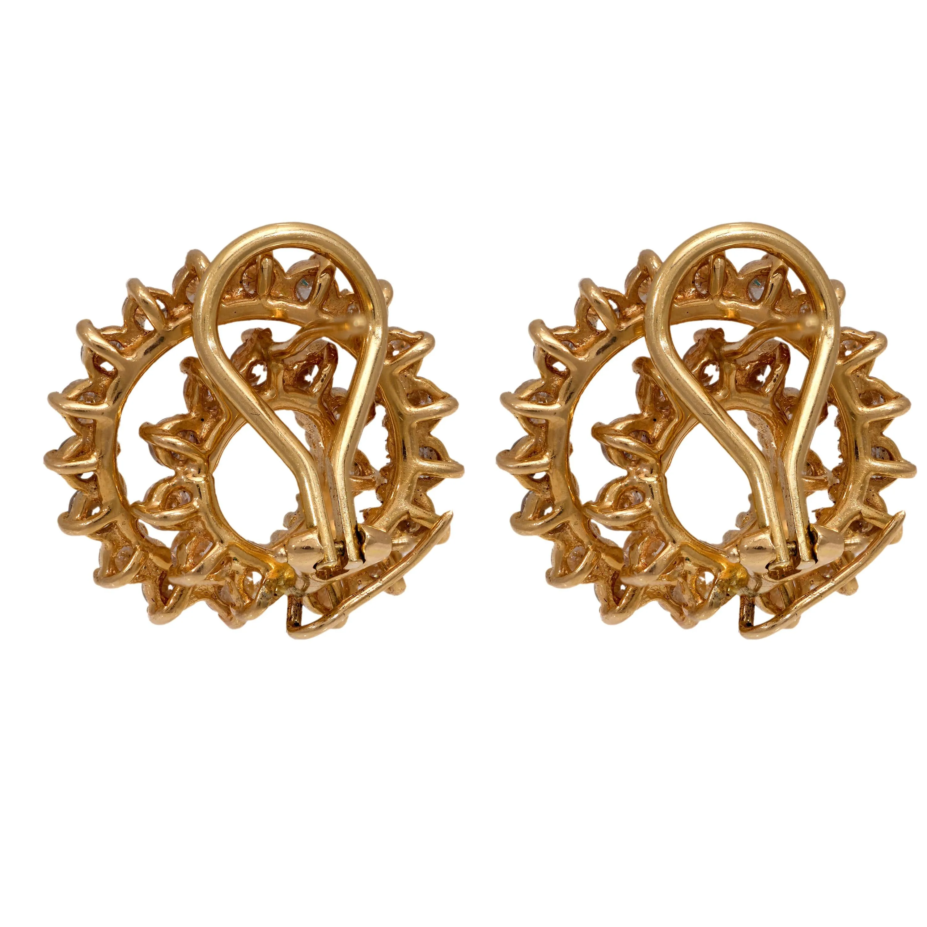Vintage 3.20 carat total weight diamond 14k yellow gold swirl earrings
