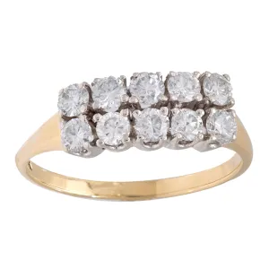 Vintage diamond 14k yellow and white gold two row ring