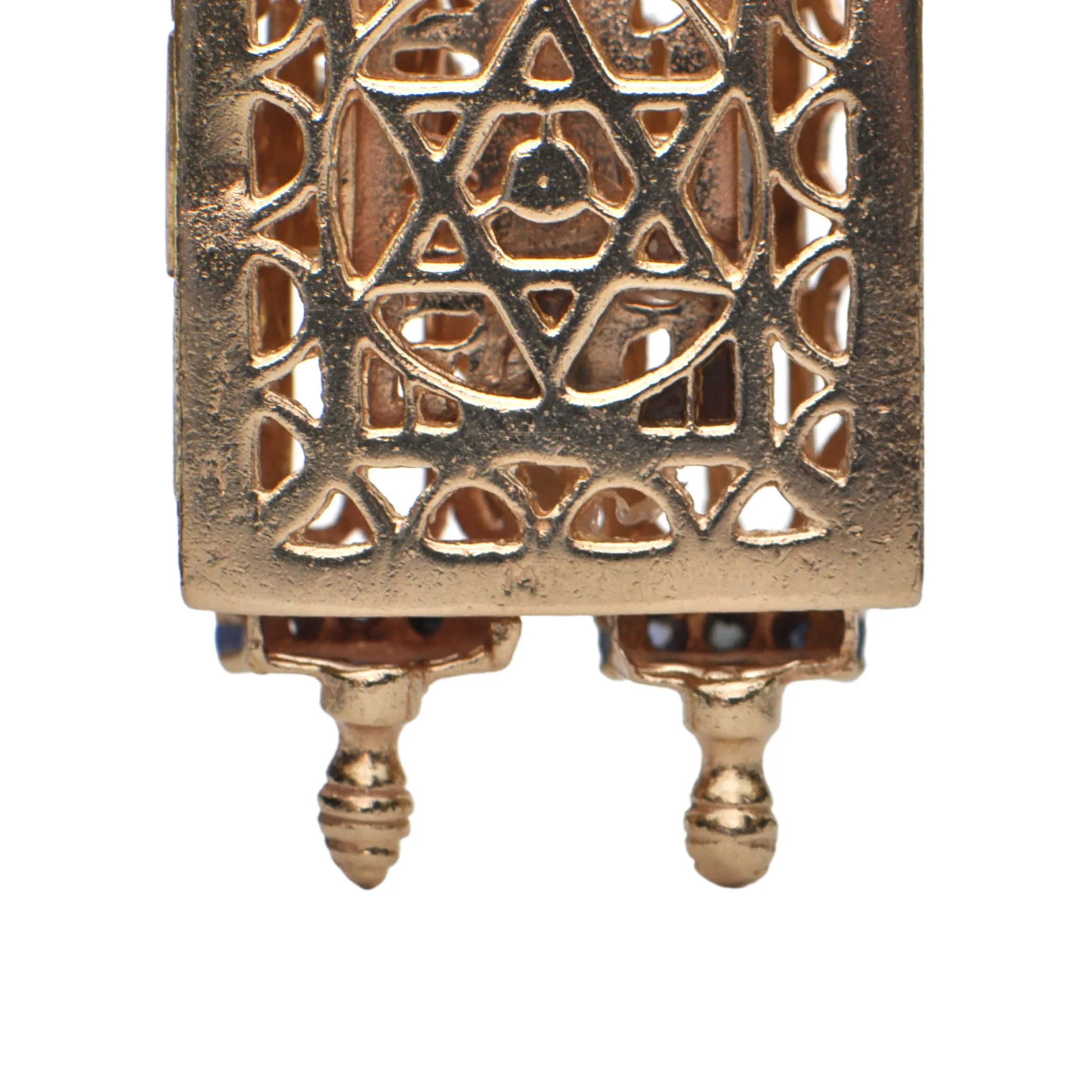 Vintage Multi-Gemstone 14K Two-Toned Gold Torah Scroll Charm